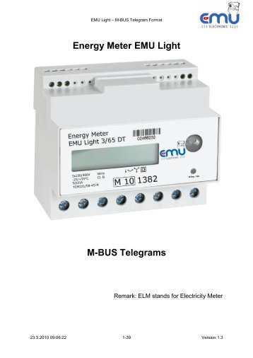 Energy Meter EMU Light M-BUS Telegrams - EMU Elektronik AG