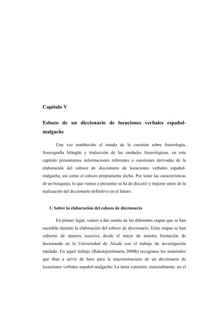 ESBOZO DE UN DICCIONARIO DE LOCUCIONES VERBALES ...