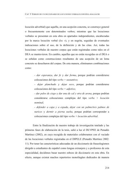 ESBOZO DE UN DICCIONARIO DE LOCUCIONES VERBALES ...