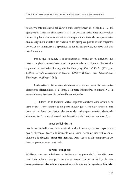 ESBOZO DE UN DICCIONARIO DE LOCUCIONES VERBALES ...