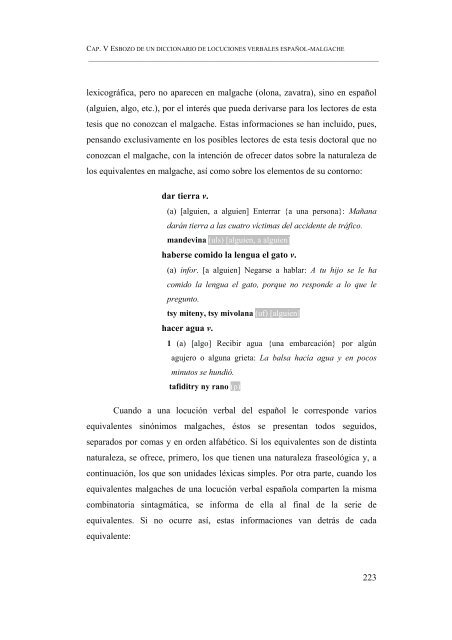 ESBOZO DE UN DICCIONARIO DE LOCUCIONES VERBALES ...