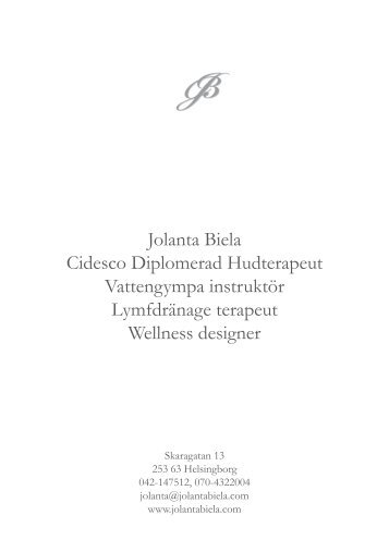 Jolanta Biela Cidesco Diplomerad Hudterapeut ... - jolantabiela.com