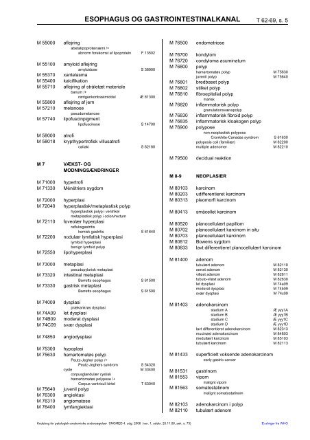 ESOPHAGUS OG GASTROINTESTINALKANAL - Patobank