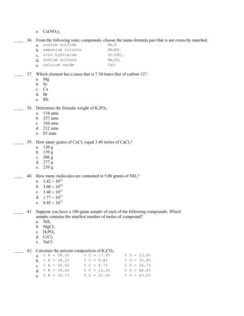 AP Chemistry-midterm review - Quia