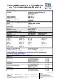 Kommunikationsparameter und Kontaktdaten des ...