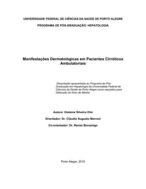 Manifestações Dermatológicas em Pacientes Cirróticos ... - Ufcspa