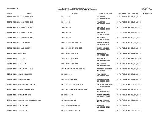 Resv Recs Name N-num - Flight Standards Service-Civil Aviation ...