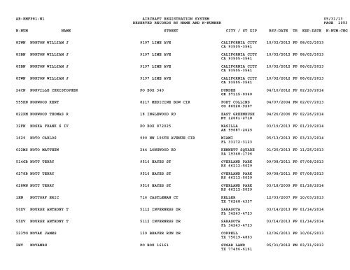 Resv Recs Name N-num - Flight Standards Service-Civil Aviation ...