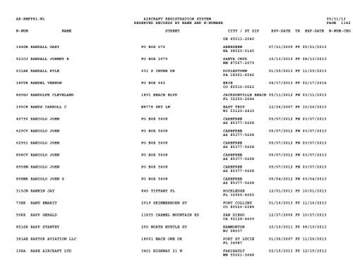 Resv Recs Name N-num - Flight Standards Service-Civil Aviation ...