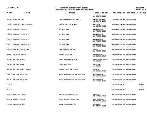 Resv Recs Name N-num - Flight Standards Service-Civil Aviation ...