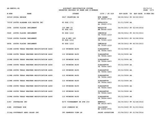 Resv Recs Name N-num - Flight Standards Service-Civil Aviation ...