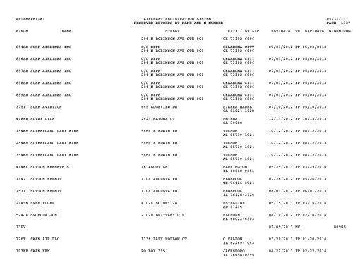 Resv Recs Name N-num - Flight Standards Service-Civil Aviation ...