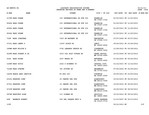 Resv Recs Name N-num - Flight Standards Service-Civil Aviation ...