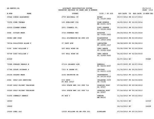 Resv Recs Name N-num - Flight Standards Service-Civil Aviation ...