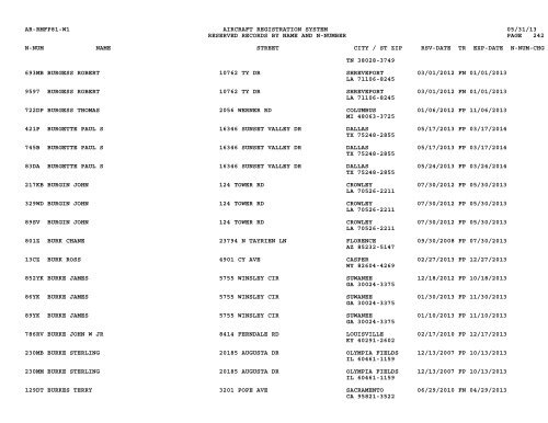 Resv Recs Name N-num - Flight Standards Service-Civil Aviation ...