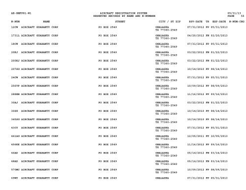 Resv Recs Name N-num - Flight Standards Service-Civil Aviation ...