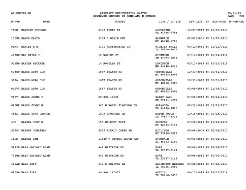 Resv Recs Name N-num - Flight Standards Service-Civil Aviation ...