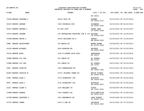 Resv Recs Name N-num - Flight Standards Service-Civil Aviation ...