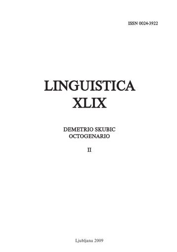 LINGUISTICA XLIX - Filozofska fakulteta - Univerza v Ljubljani