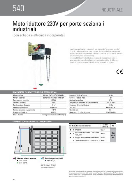 Motoriduttore 230V per porte sezionali industriali - Faac