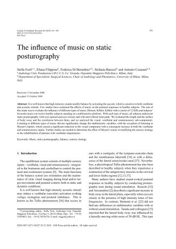 The influence of music on static posturography - Donna Geczi