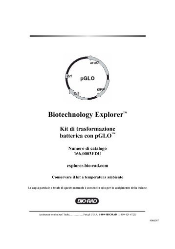 Biotechnology Explorer™ Kit di trasformazione batterica ... - Bio-Rad