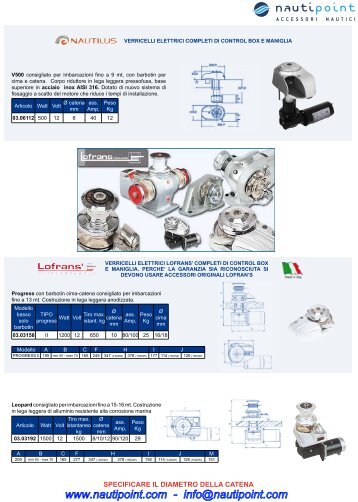 verricelli elettrici e accessori - Nautipoint