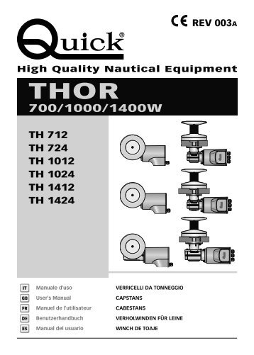 11 ottobre 2011 - Rev. 003A Thor 700/1000/1400W