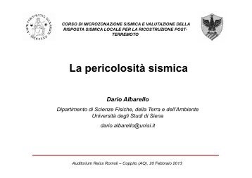 Dario Albarello - La pericolosità sismica (PDF)