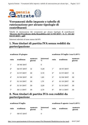 Versamenti delle imposte e tabelle di rateizzazione ... - Studio Ricucci