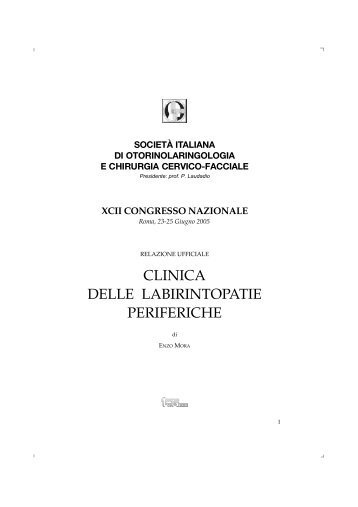 CLINICA DELLE LABIRINTOPATIE PERIFERICHE - S.I.O.e.Ch.CF.
