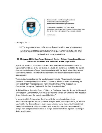 UCT's Kaplan Centre to host conference with world renowned ...