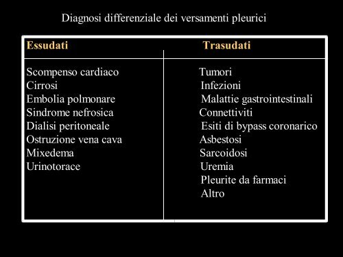 6° Versamenti pleurici - Facoltà di Medicina e Chirurgia - Università ...