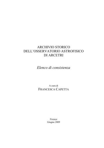 Osservatorio astrofisico di Arcetri - Direzione generale per gli archivi