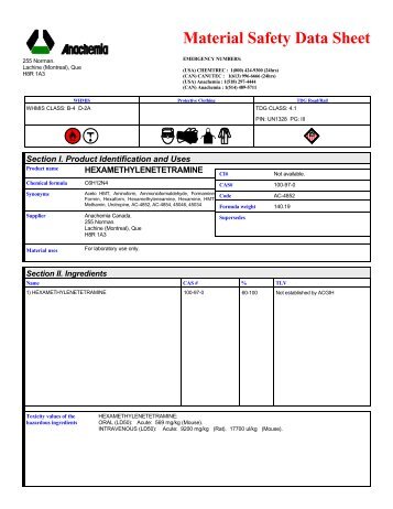 Material Safety Data Sheet