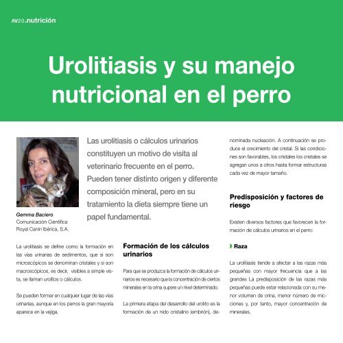 urolitiasis y su manejo nutricional en el perro