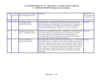 List of Polling Stations for 10 Thiruvottiyur Assembly Segment within ...