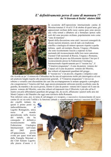 E' definitivamente perso il cane di mannara ?? - Canitalia