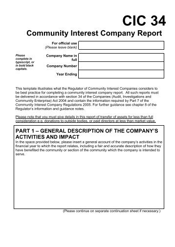 Form CIC34 - unquoted companies - Community Interest Companies