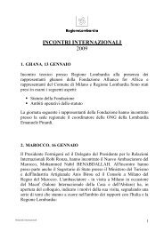 INCONTRI INTERNAZIONALI 2009 - Regione Lombardia