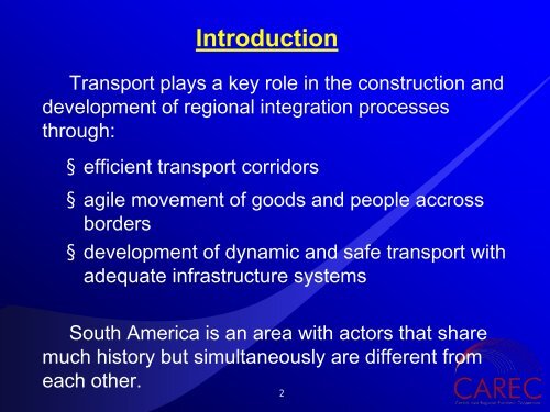 Road Transport in South America - CAREC