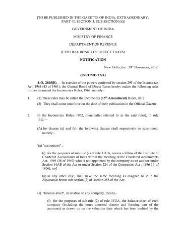 (15th Amendment) Rules, 2012 - Income Tax Department
