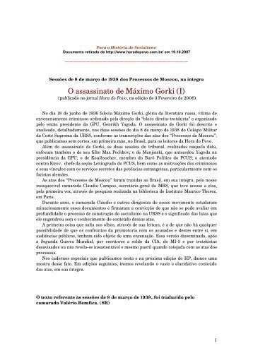 O assassinato de Máximo Gorki - Para a História do Socialismo