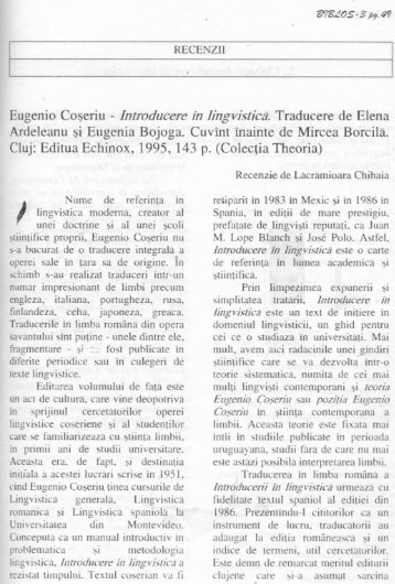 Introducere in lingvistica (rec. de Lacramioara Chihaia)