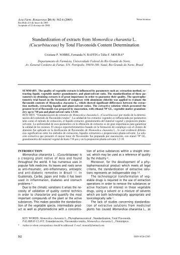 Standardization of extracts from Momordica charantia L ...