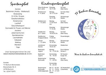 Kindersportangebot Sportangebot - TV Bochum-Brenschede