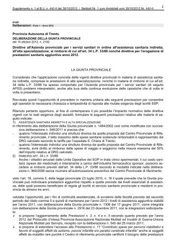 [81487] Supplemento n. 1 al Bollettino n. 44 del 30/10/2012