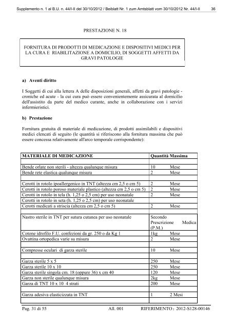 [81487] Supplemento n. 1 al Bollettino n. 44 del 30/10/2012