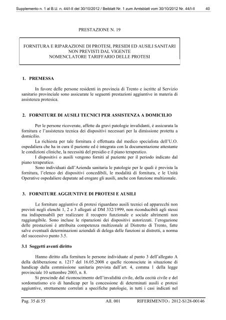 [81487] Supplemento n. 1 al Bollettino n. 44 del 30/10/2012