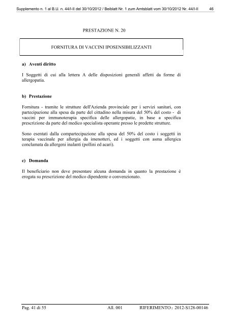 [81487] Supplemento n. 1 al Bollettino n. 44 del 30/10/2012